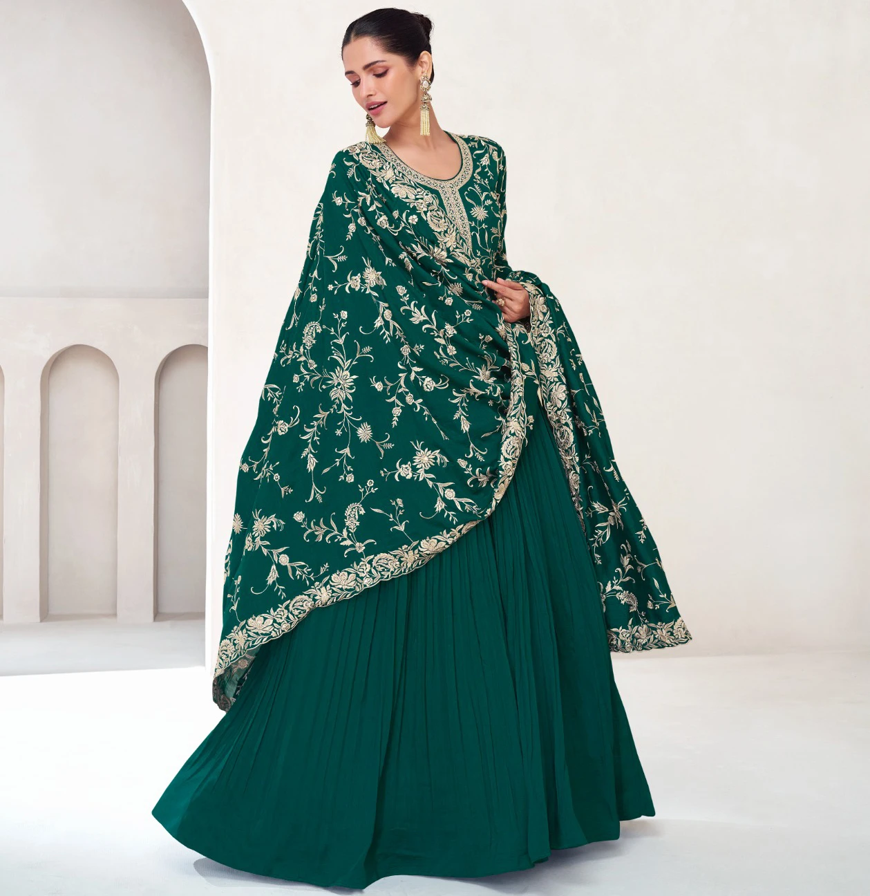 Aashirwad Veronica Premium Silk Wholesale Designer Gown with Dupatta Catalog